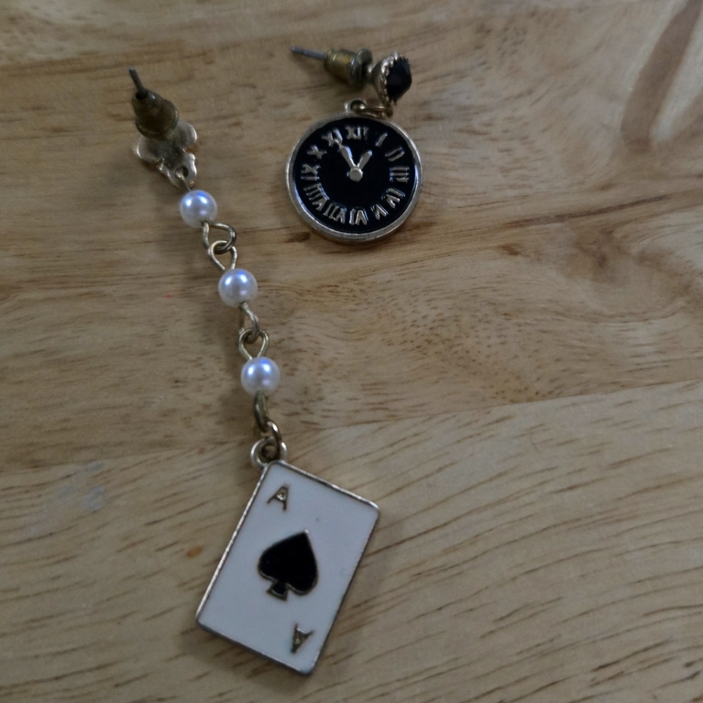Asymmetrical Alice in Wonderland Earrings